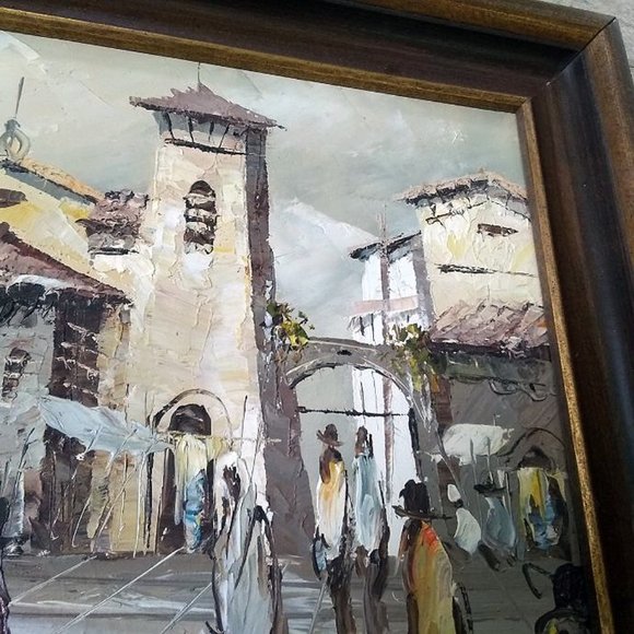 Impressionist Street Scene Original Painting Oil on Canvas Signed and Framed - Picture 3 of 9
